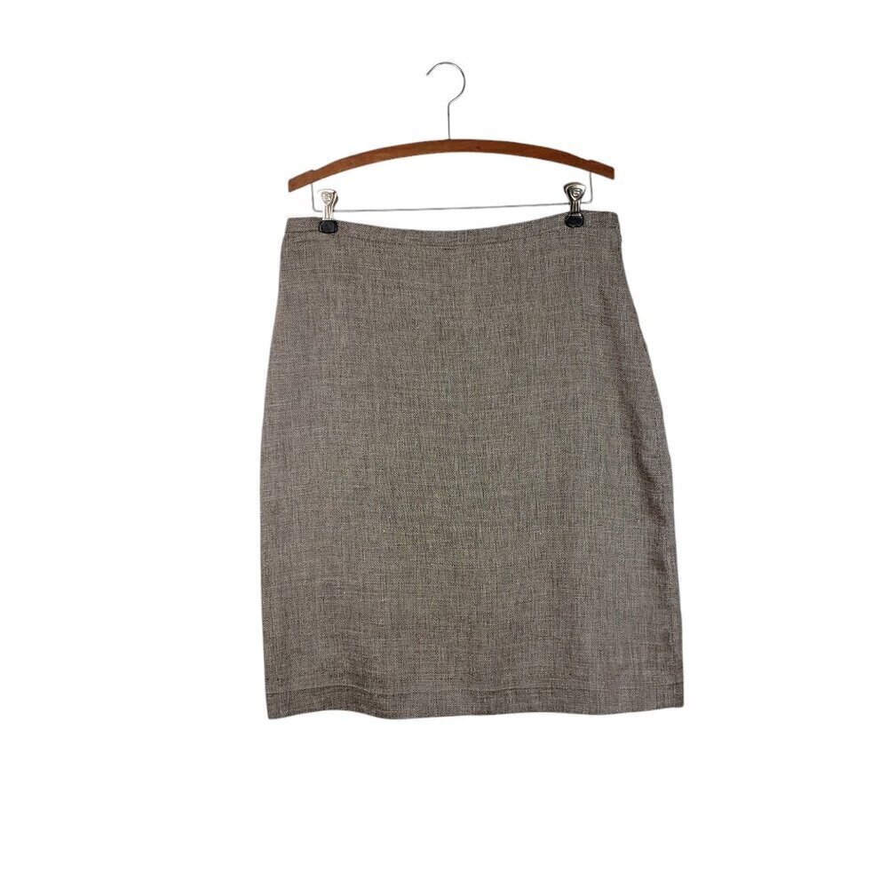 Kors Michael Kors Linen Blend Knee Length Skirt Brown Made in Italy Size 14